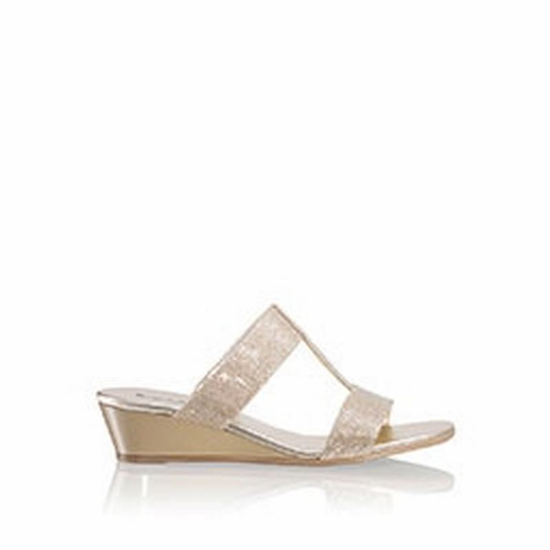 Russell & Bromley Bellina Low Wedge Sandals Women's Gold [SHM5734EB]